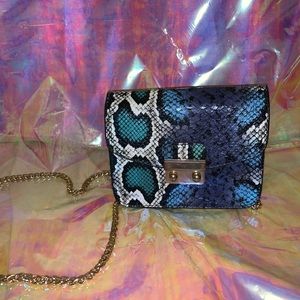 TopShop Blue Faux Snakeskin Bag